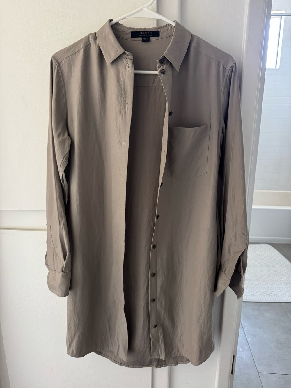 AllSaints Taupe Tie-Back Outer